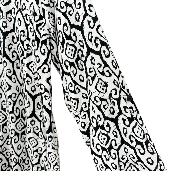SOFT SURROUNDINGS Tunic Blouse Button Long Sleeve Black White 38291 Shirt - Picture 9 of 9